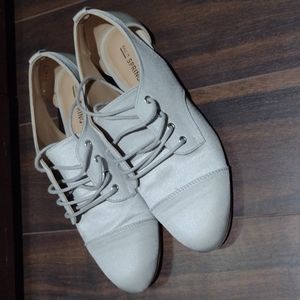 Silver Lace-Up Flats